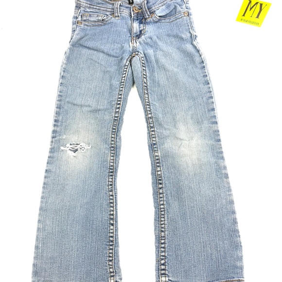 Jordache Girls Size 5 Bootcut Jeans Light Wash with Distressed Detail - Picture 2 of 11